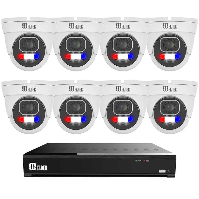 Elder AI Security Camera System 12MP NVR 8Ch PoE, 8-Camera Motorized 4K Dual-Light Outdoor 4TB, Sony Sensor & NDAA, Long-Range Night Vision, Full Color Surveillance NocVU Series