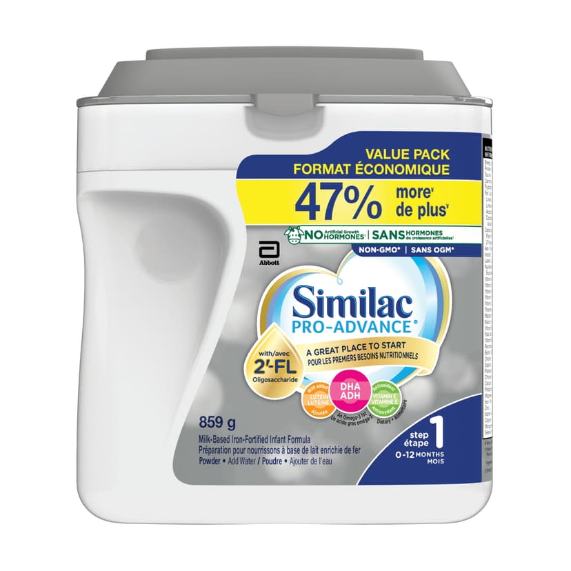 Similac Pro-Advance Step 1, Baby Formula, Our Closest Formula to Breast Milk with 2’-FL, Easy To Digest, 0+ Months, Powder, 859 g