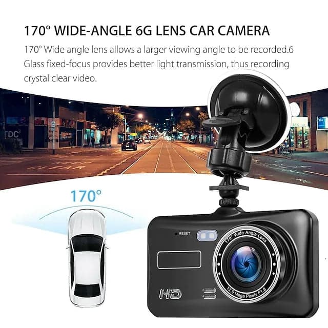 Dash Cam Driving Recorder 4 inch Touch Screen 1080P 170 Wide Angle Front Rear Car Camera G-Sensor Night Vision Motion Detection Parking Monitoring Uninterrupted Loop Recording_Special Gift 626