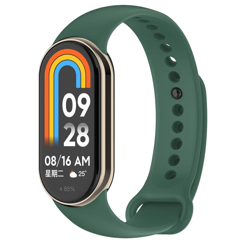 Silicone Strap with Metallic Steel Connector for Band 8 Water Proofing and Sweatproof Solid Color Band