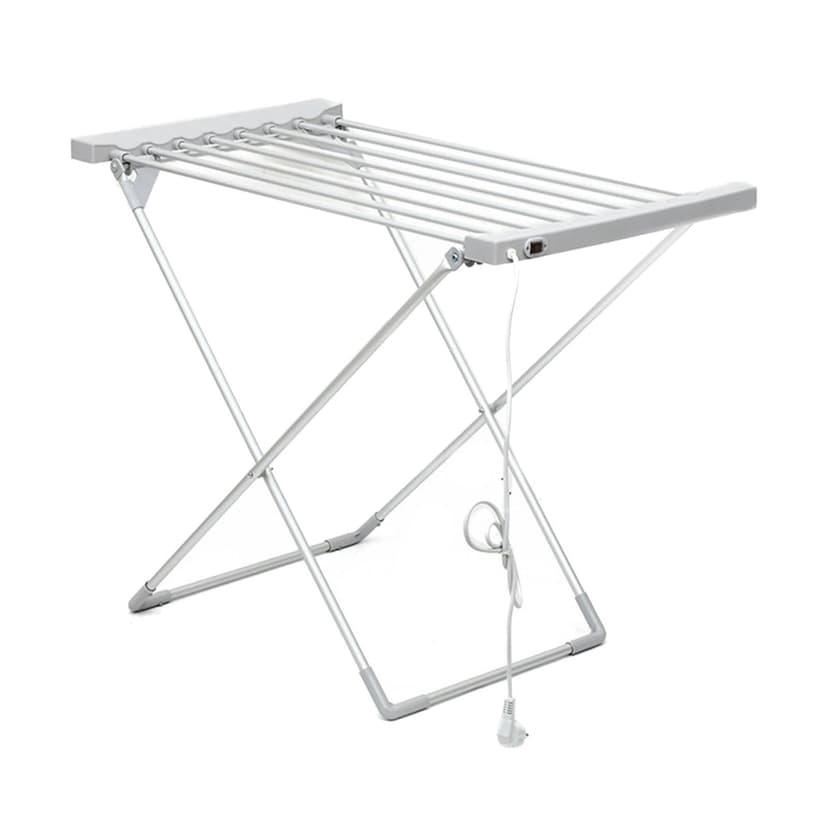 Luzkey Heated Clothes Drying Rack Aluminum Alloy Electric Folding Portable Dryer X Type Structure No Installation Required Suitable for Home Apartment Laundry Room 95cmx50cmx74cm