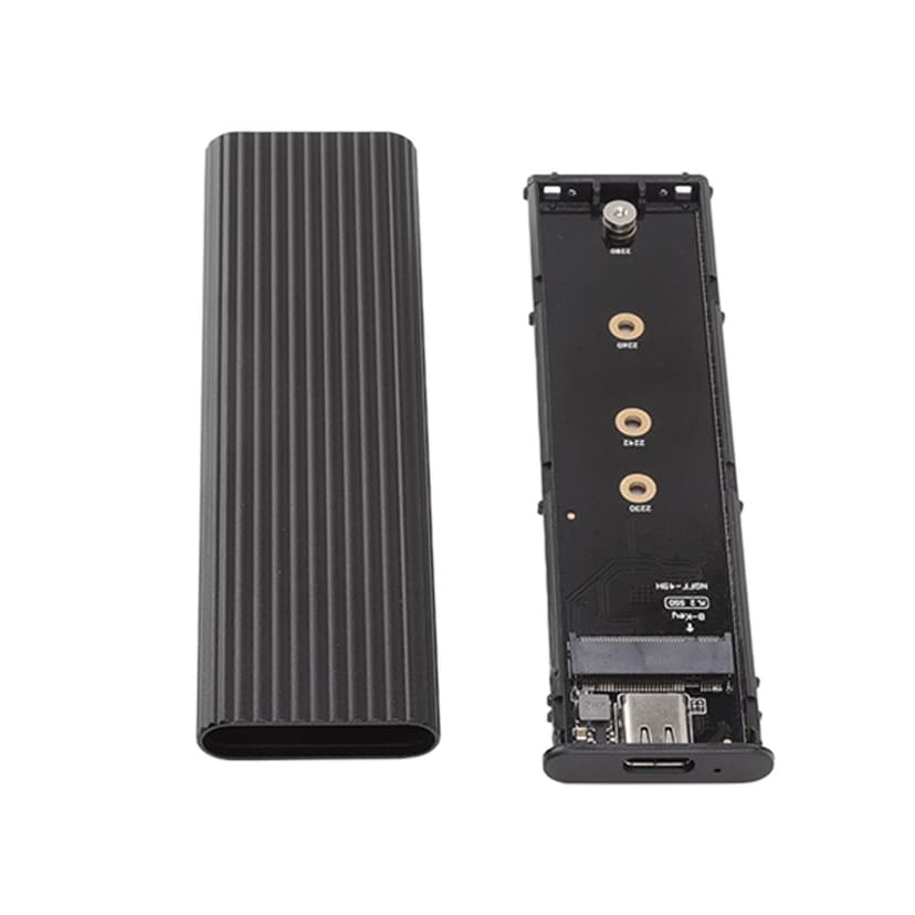 M.2 NVME SSD Enclosure Adapter, USB C 3.1 Mobile External PC Solid State Drive With LED Indicators For SSD Size 2242 2260 2280. Black