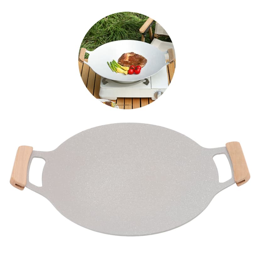 Korean Grill Pan with Nonstick Coating, Aluminum Griddle Pan BBQ Grill Plate with Handles for Gas Stovetop Induction Cooker, Indoor Outdoor Grilling