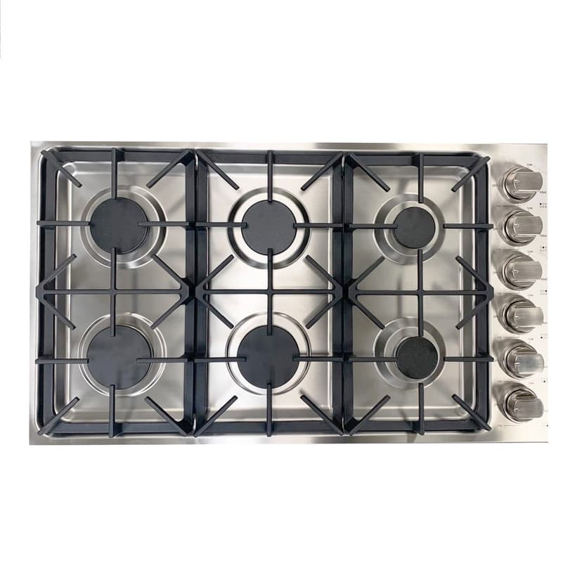 Crown 36 Inch 6 Burner Drop-In Stainless Steel Gas Cooktop LGC3601