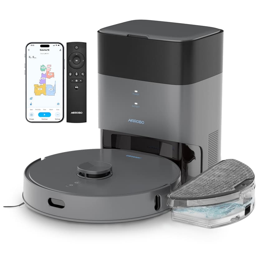 AIRROBO L50+ Robot Vacuum and Mop Combo with 60 days Self-Empty Station, 5500Pa Suction, 240 Min Runtime, APP and Voice Control