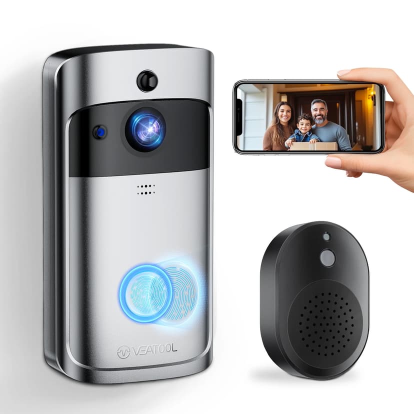 VEAT00L Doorbell Camera Wireless, 1080P Video Doorbell, 2-Way Audio, Instant Alert,PIR Motion Detection,Night Vision
