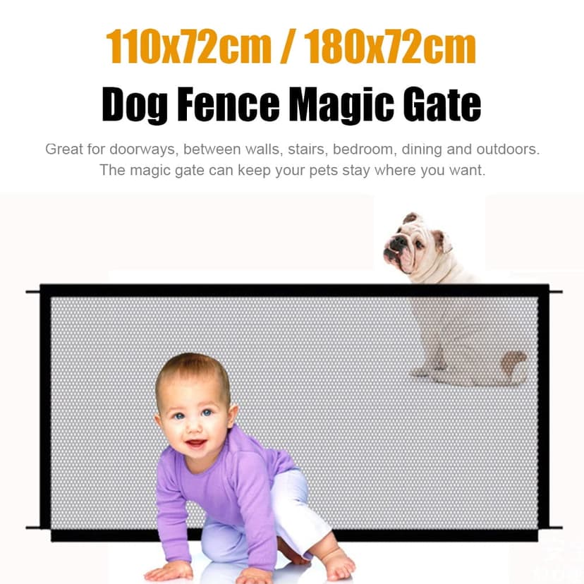 Mesh Dog Door Pet Magic Door Portable Folding Mesh Fence Device Installation Baby Safety Gate Hall Staircase Entrance