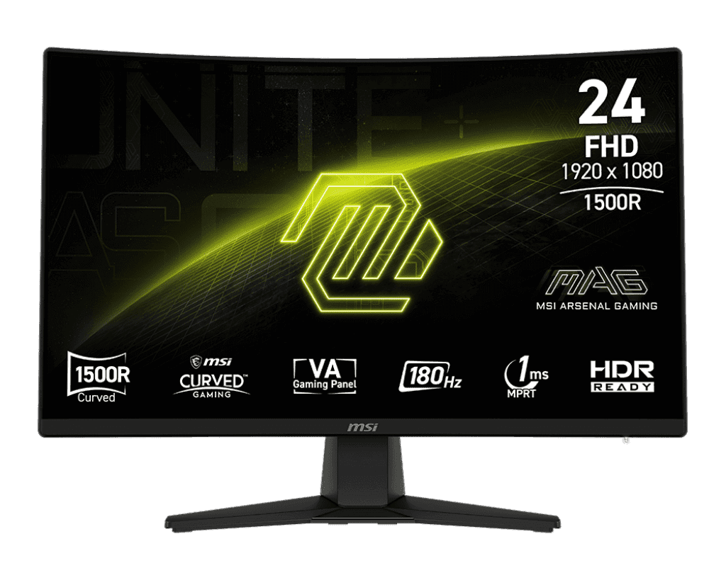 MSI 24" 1920 x 1080 (FHD) 180Hz 1ms (MPRT) / 4ms (GTG) Curved VA Gaming Monitor Tilt adjustable (MAG 242C)
