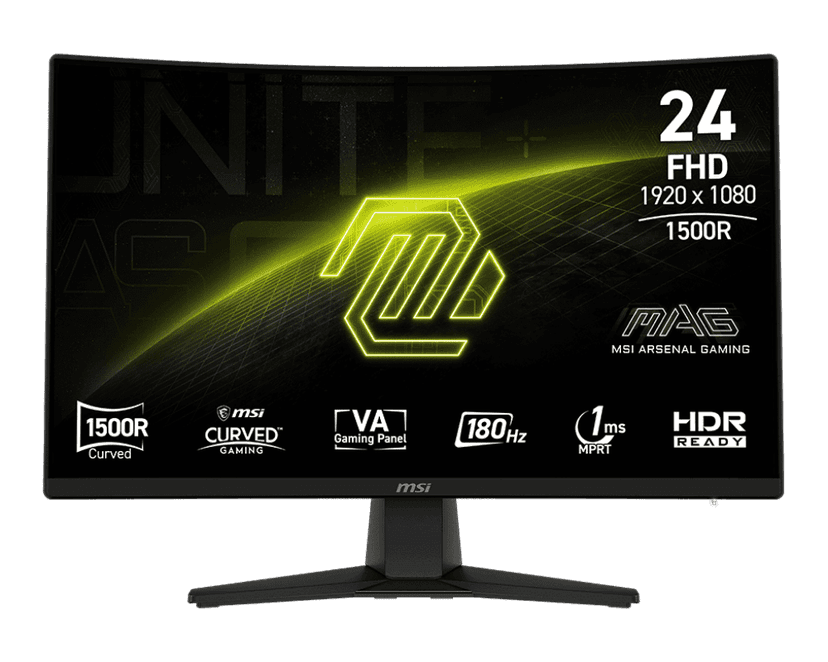 MSI 24" 1920 x 1080 (FHD) 180Hz 1ms (MPRT) / 4ms (GTG) Curved VA Gaming Monitor Tilt adjustable (MAG 242C)