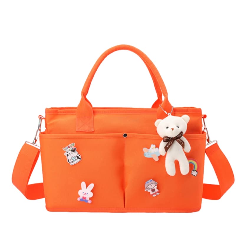 Large Capacity Diaper Bag with Insulated Bottle Pockets, Water-Resistant Baby Backpack for Moms Dads, Portable Multifunctional Travel Bag for Shopping Outings with Stroller Straps, Orange