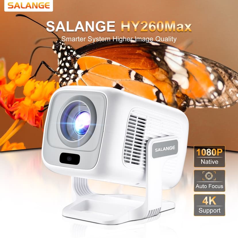 Salange 1080P Smart Projector with WiFi and Bluetooth, 1080P/4K, Auto Keystone, Android 11, Built-In Streaming Apps