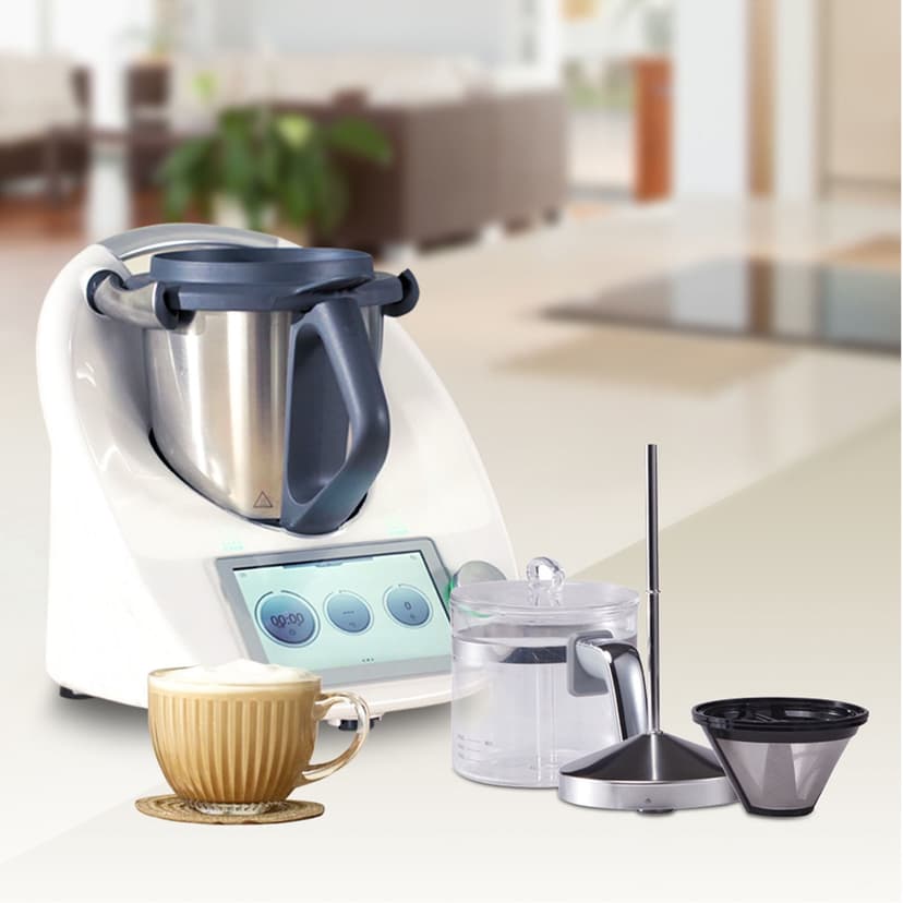 Food Processor Coffee Items, Heat Resistant Glass Detachable Food Processor Coffee Container with Funnel for TM5
