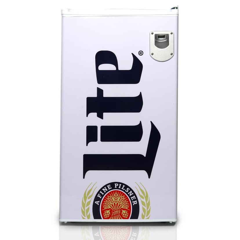 Miller Lite Compact Fridge w/ Bottle Opener, 3.2 Cu ft (90L), Refrigerator, White