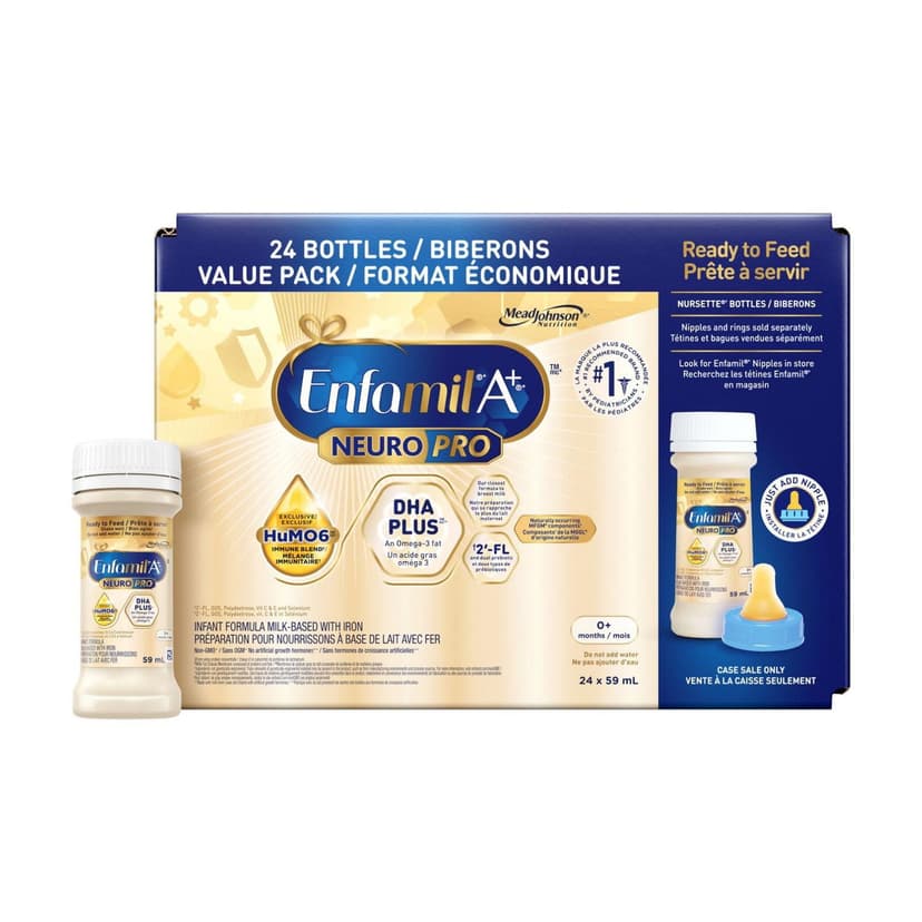 Enfamil A+ NeuroPro, Baby Formula, Infant Formula, 0-12 months, 24x59ml Ready to Feed Nursette Bottles