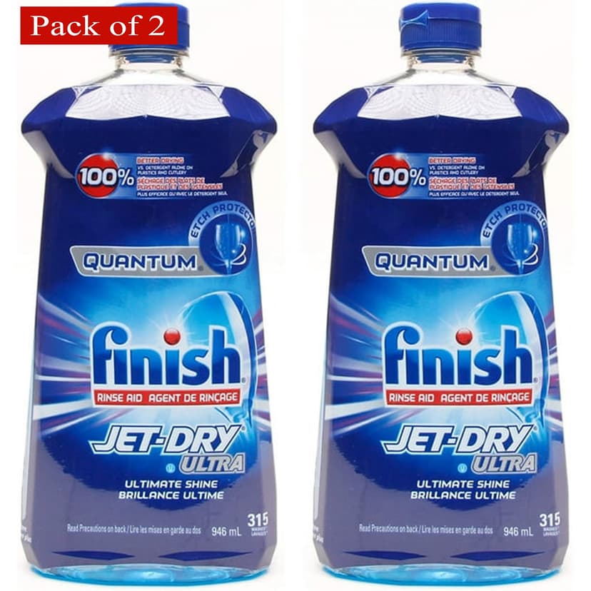 Finish Quantum Jet-Dry Ultra Dishwasher Rinse Agent, 315 Washes - 32 Fl Oz (946 ml) (Pack of 2)