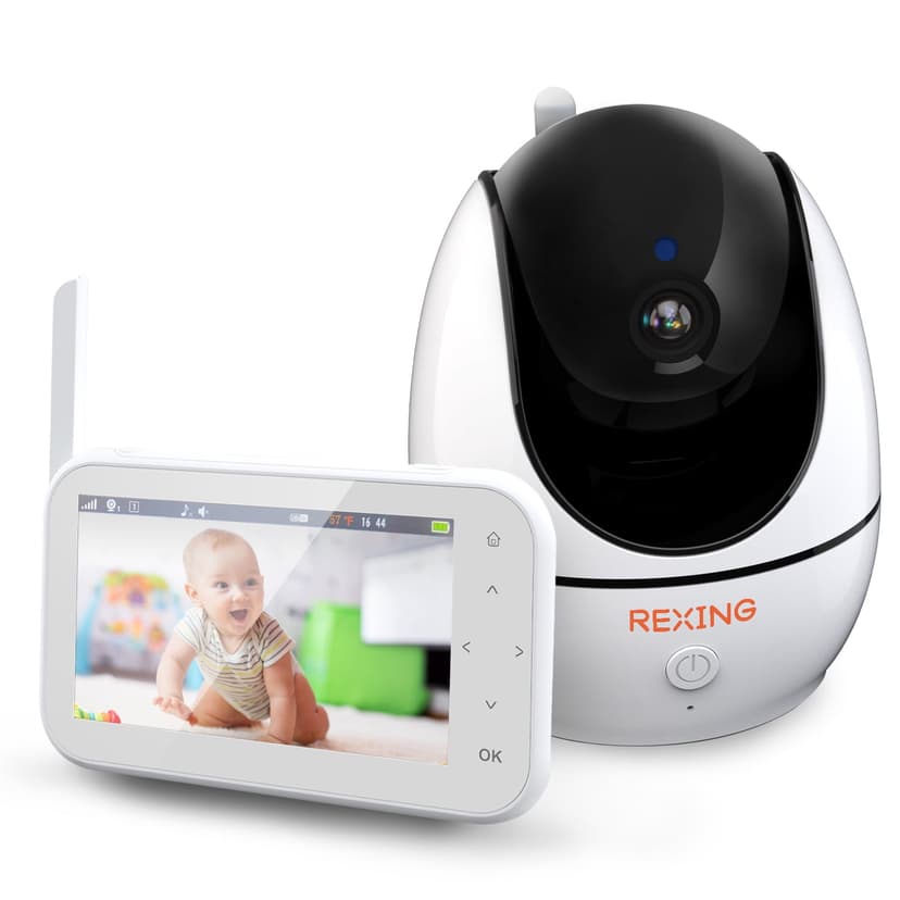REXING BM1 Baby Monitor w/ Recording Capabilities 4.5” IPS Display, 720p Video/Audio, Two-Way Talking, Microphone/Speaker, 1000ft Range, Night Vision,Thermal Monitor, Cry/Sound Detection,Lullaby Music