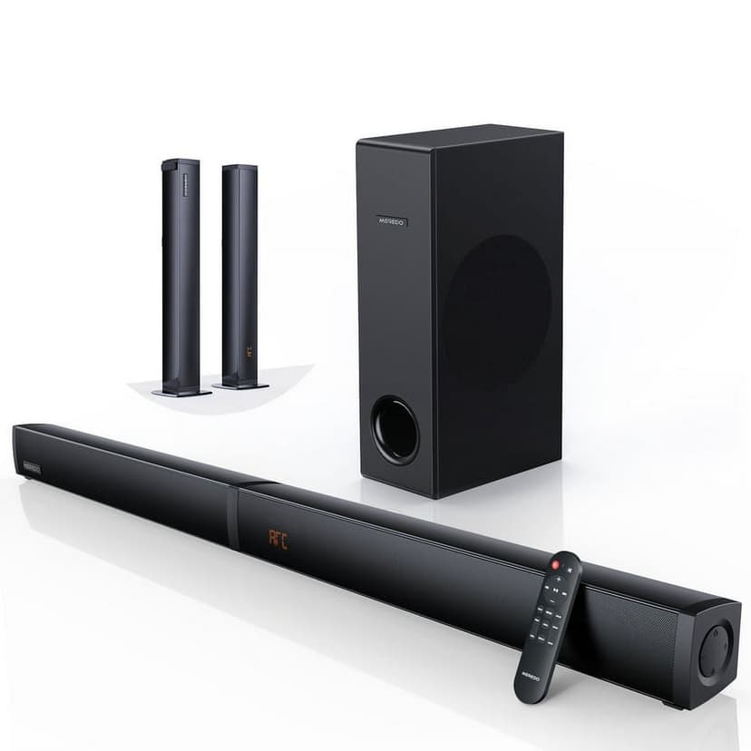 MEREDO 2.1 Channel 180W Separable Sound Bar with Subwoofer & 5 EQ Modes, Black