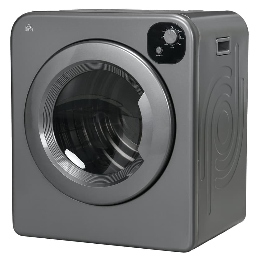 HOMCOM Compact Laundry Dryer Machine, 1300W, 3.22 Cu. Ft. Electric Portable Clothes Dryer with 7 Drying Modes for Apartment or Dorm, Grey