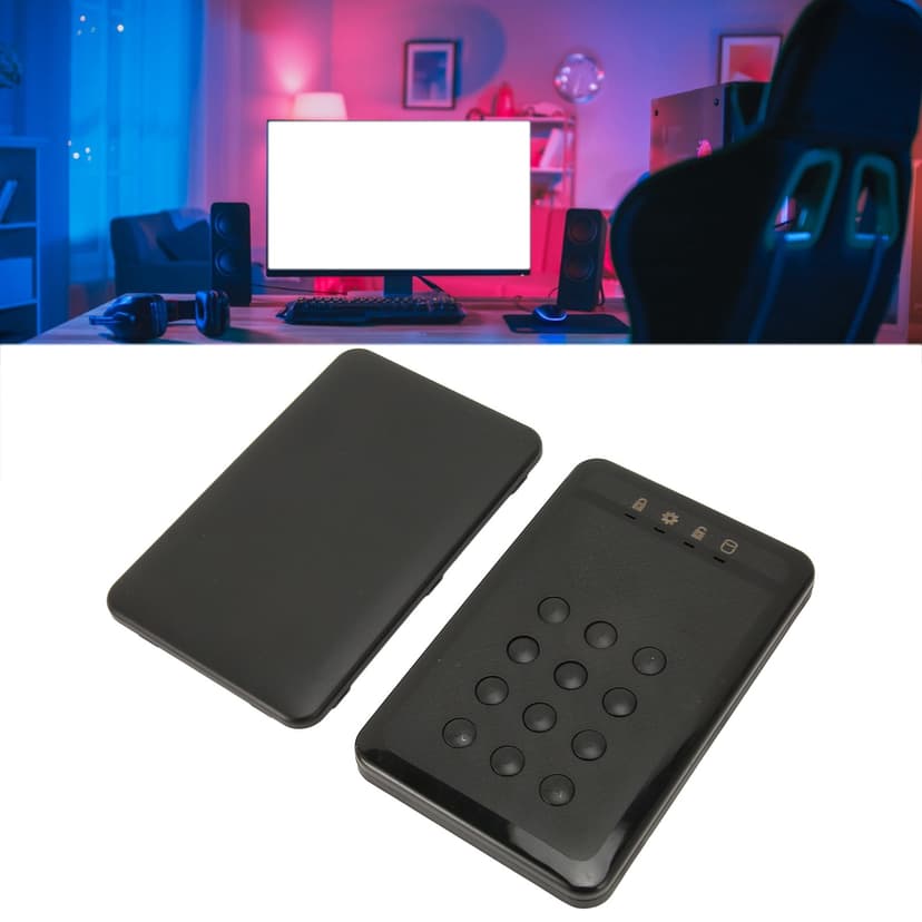 Encrypted External Hard Drive Enclosure, External Hard Drive Enclosure 2.5inch Plug and Play Waterproof USB3.0 High Speed Transfer for Laptop