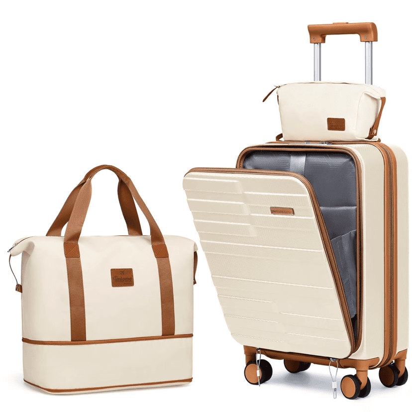 Refurbished Joyway TR-021-20 3-Piece Carry-On Luggage Set, Lightweight Hardshell, 20-Inch Expandable Suitcase with Spinner Wheels, Backpack, and Toiletry Bag