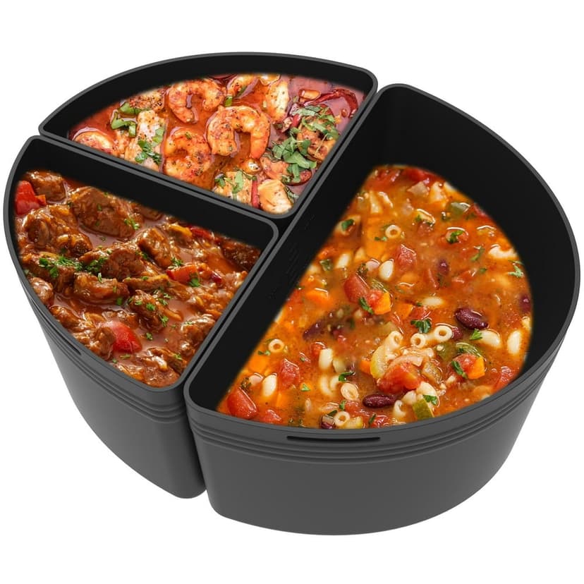 3Pcs Slow Cooker Divider Liner for 6QT Pot Leakproof Slow Cooker Divider Insert Reusable Silicone Slow Cooker Divider Heat Resistant Cooker Liner Insert Dishwasher Safe for Home Cooking 2
