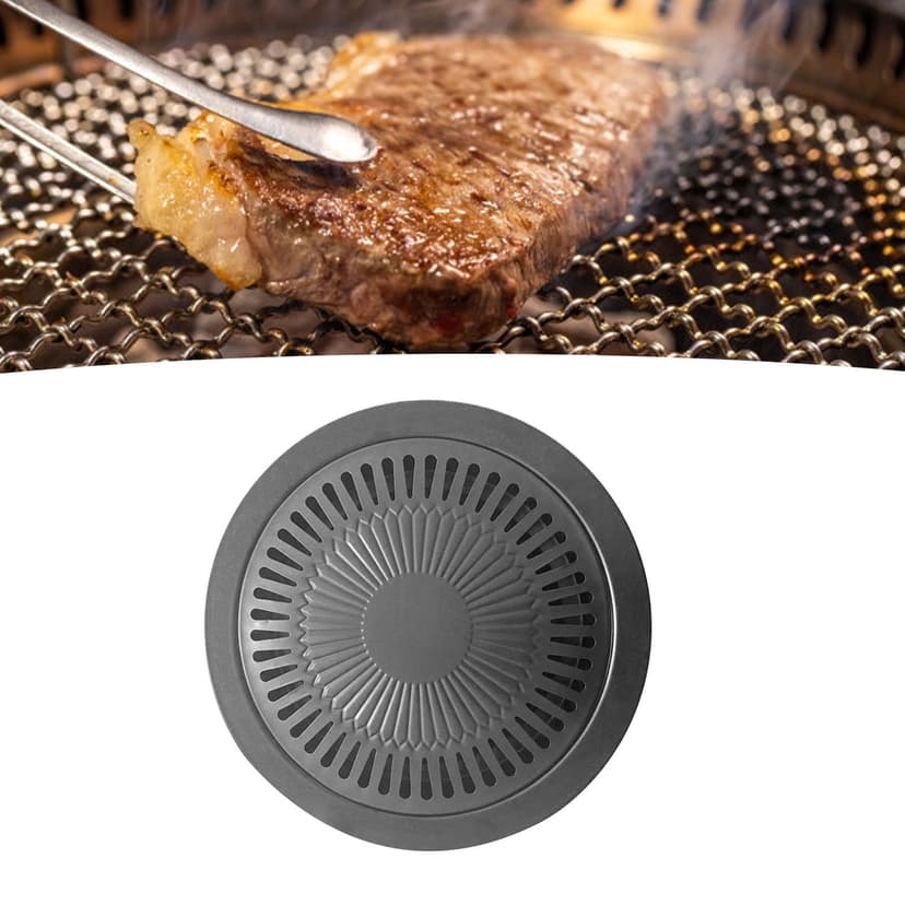 Stovetop Barbecue Grill Pan, Iron Round Anti Stick Korean BBQ Grill Pan for Indoor Outdoor