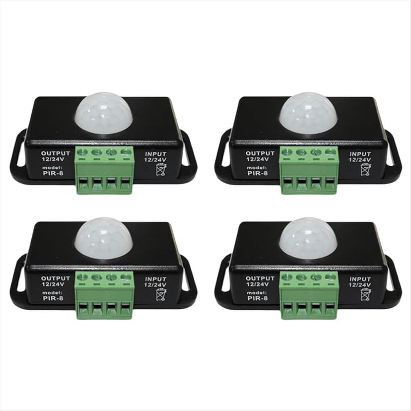 LED Motion Sensor 12V/24V DC, Motion Sensor Body Infrared Motion PIR Sensor Switch Automatic Wireless Light Bulbs Dimmer,4 * sensor,Black