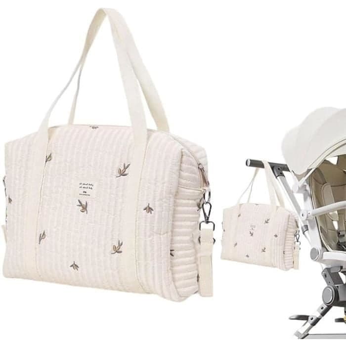 Portable Baby Diaper Bags Embroidered Nappy Bag Tote Large Capacity Cotton Diaper Shoulder Bag Maternity Bag