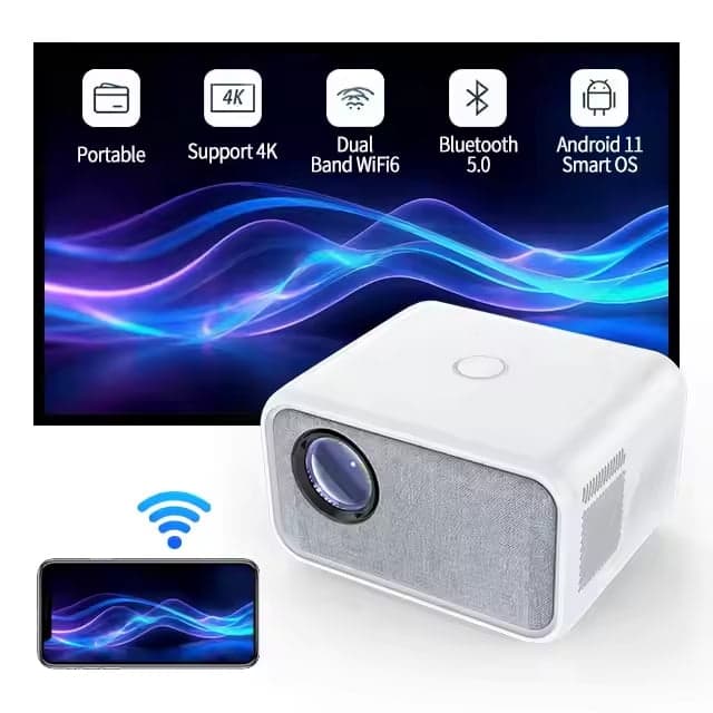 Syson CY900 Smart Projector, Native 1080P, 300 ANSI Lumens, Android 9.0, WiFi & Bluetooth, Electric Focus, HDMI Home Theater Projector