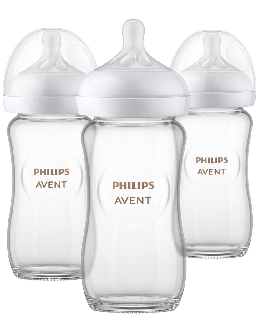 Philips Avent Glass Natural Baby Bottle With Natural Response Nipple, 3x8oz Bottles, SCY913/03