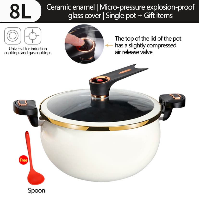 Jubipavy Mini Pressure Cooker 8L Fast Heating Pressure Pot With Lock Handles Pressure Cooker Induction Non-stick Stockpot With Standable
