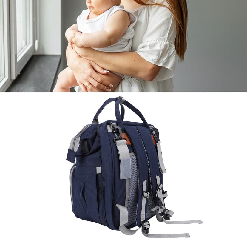 Diaper Bag, Foldable Multifunctional Baby Diaper Backpack with USB Charging Port, for Travel Handbag