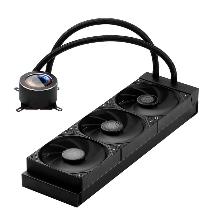 KFFKFF CPU Liquid Cooler, AIO CPU Water Cooler - 3 x 120mm PWN Fans, Pump & 2.1'' LCD Display, Max 2200PRM Black CPU Cooling Fan