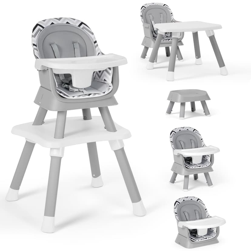 AILEEKISS 8 in 1 Baby High Chair, Toddler Dining Booster Seat for Eating, Chevron