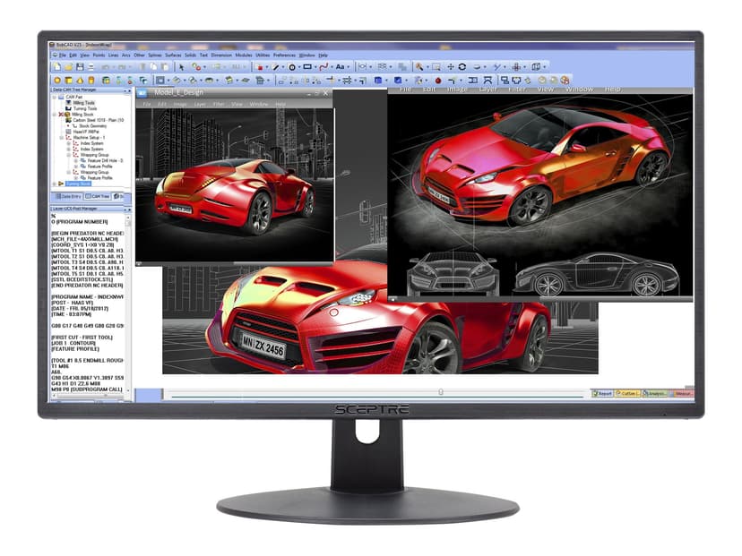Sceptre E248W-19203R 24" Ultra Thin 75Hz 1080p LED Monitor 2X HDMI VGA Build-in Speakers, Metallic Black 2018