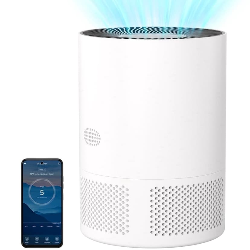 Air Purifiers with H13 Quiet HEPA Filter for Bedroom Home Dorm, Filters Smoke, Allergens, Pet Dander, Odour, Dust, Office, Desktop with APP Comtrol