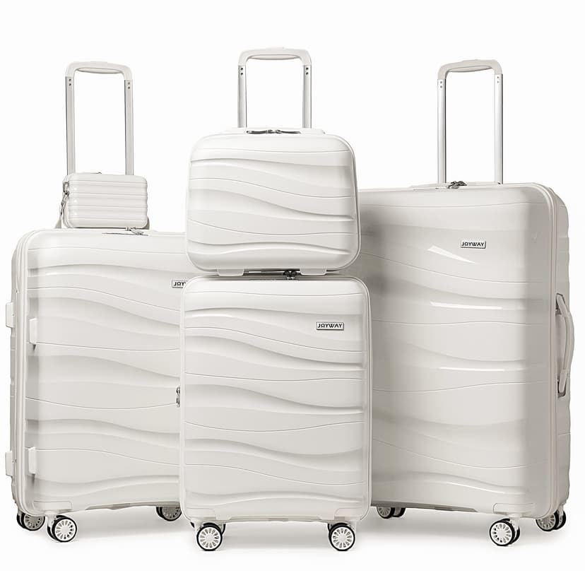 Joyway- 5-Piece Luggage Set PP Hardshell Spinner Suitcase with TSA Lock - (Expandable Carry-On 20 Inch) (24 Inch 28 Inch) for School, Travel, Weekend