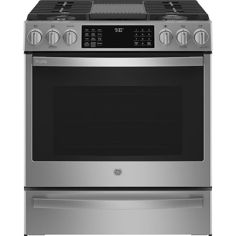 GE Profile 30" Gas Range with WiFi and No-Preheat Air Fry Stainless Steel - PCGS930YPFS