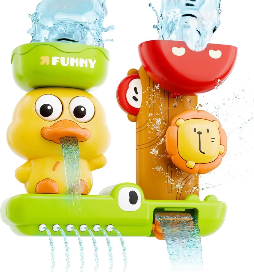 Bath Toys for Toddlers 1-3, Waterfall Bathtub Playset with Suction Cup, Fun Bath Time & Pool Toy for Babies 18-24 Months, Ideal Gift for 2-5 Year Old Boys Girls
