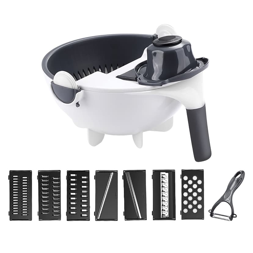 HBFAGFB 9-in-1 Large Capacity Multifunctional Vegetable Slicer Chopper with Drain Rotate Colander