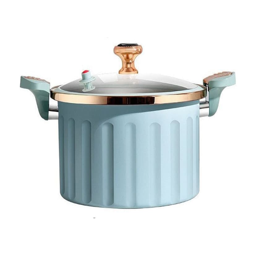 8L Nonstick Micro-Pressure Cooker - Fast Cooking Pot for Induction/Stovetop, Dual Handles, Lid Lock & Steam Valve, Green Enamel Finish