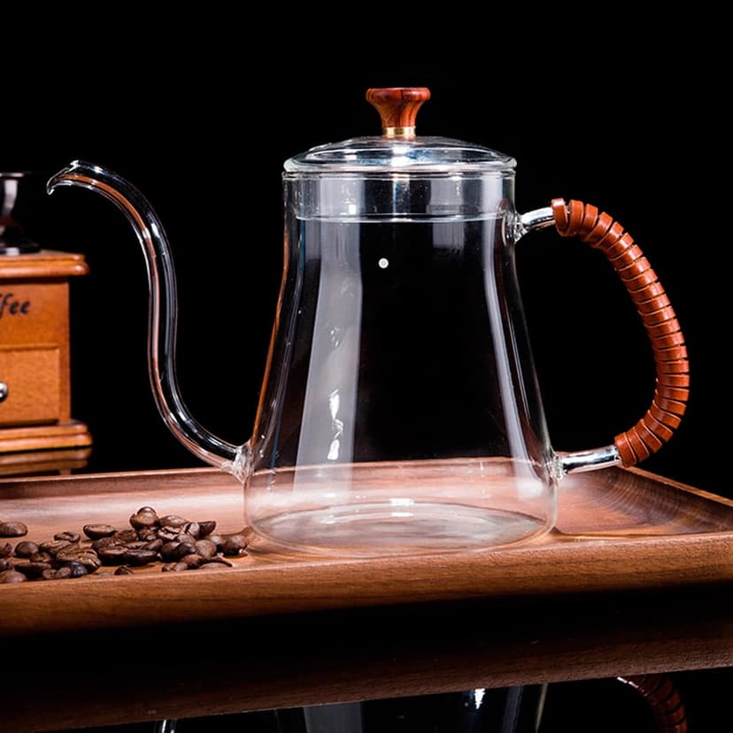 Coffee Kettle, Thickened Glass Gooseneck Kettle Tea Pour Over Kettle Coffee Dripper 600ML