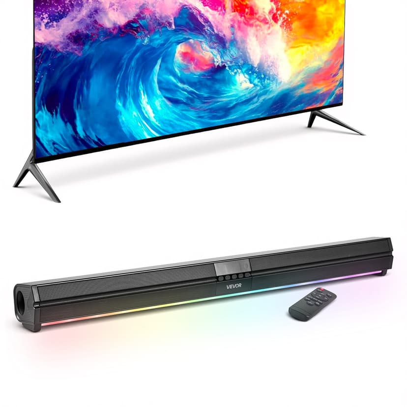 VEVOR Sound Bar for Smart TV, 2.0 Channel, 32-Inch Compact Soundbar TV Speakers for Projector, Bluetooth AUX Connection, Remote Control, Easy Setup