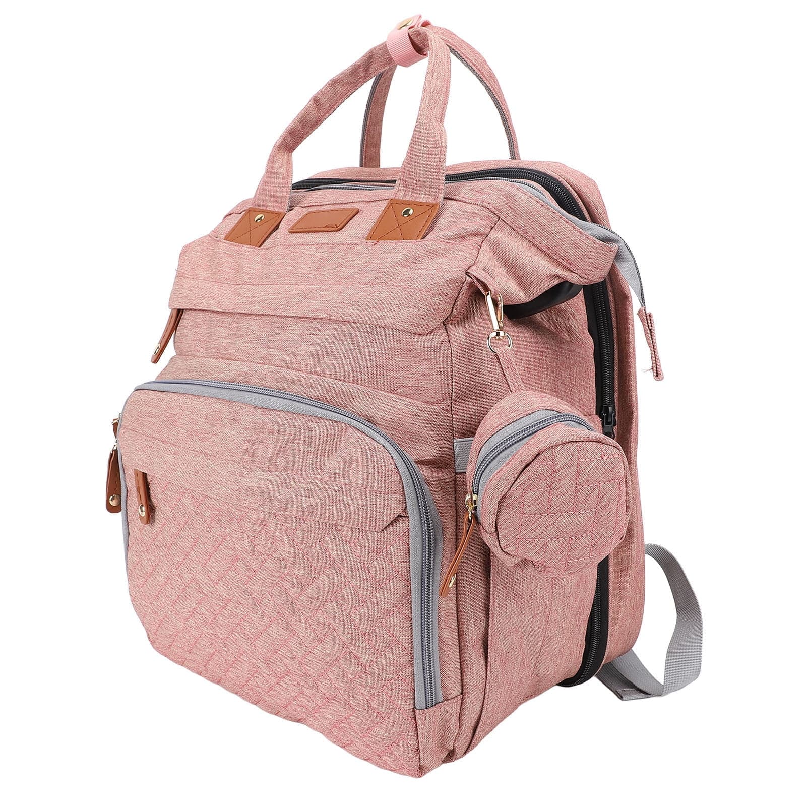 Baby Diaper Bag, Stylish Foldable Diaper Bag for Travel Pink