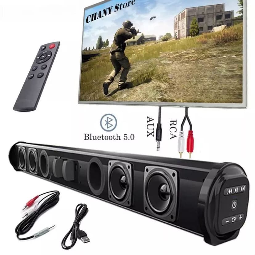 Sound Bar for Smart TV, Dual Stereo Wireless and Wired Audio Bluetooth 5.0 Surround Sound System, Ultra-Compact Design for TV and PC