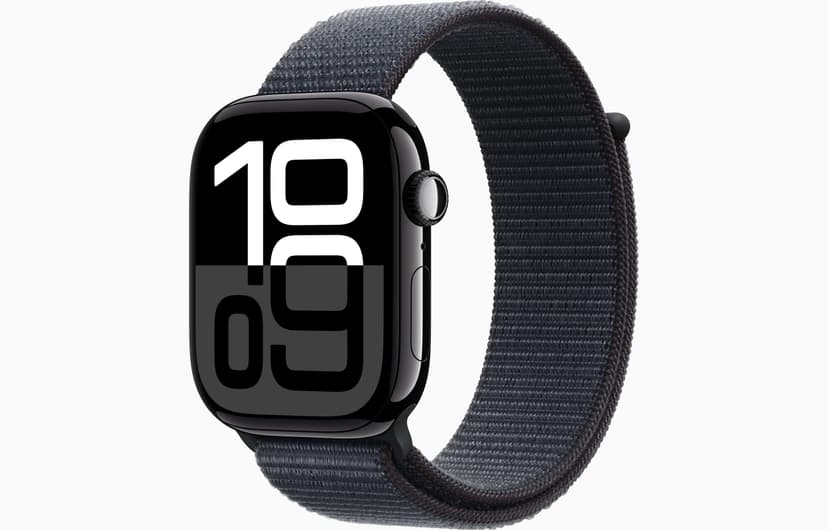 Restored Apple Watch Series 10 GPS 46mm Jet Black Aluminum Case with Sport Loop - Refurbished Good