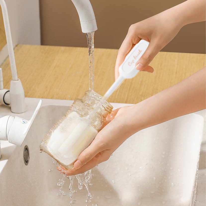 PEONAVET Cup Brush Mug Brush Bottle Brush Long Handle Hidden Brush for Water Bottle Baby Bottle Straws Efficient Cleaning