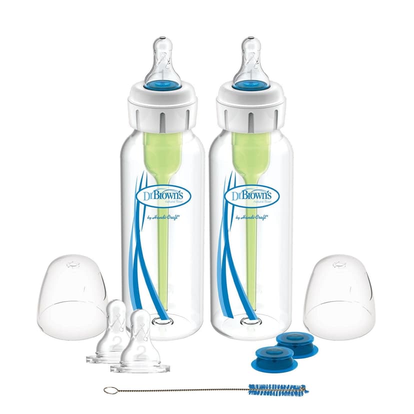 Dr. Brown's Specialty Feeding System with Anti-Colic Baby Bottle and Infant Paced Feeding Valve - 2x8oz Bottles