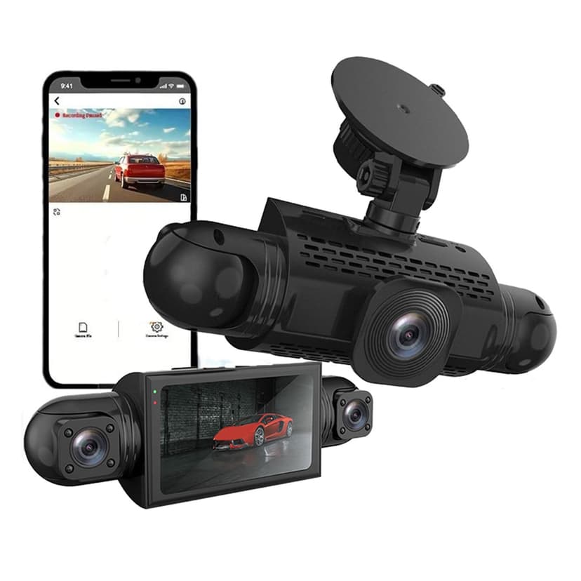4-Channel Dash Cam | 1080P Front Rear Left Right 360° Car Camera | 3-Inch Screen | WIFI DVR | Loop Recording | Motion Detection | Parking Aid | Night Vision