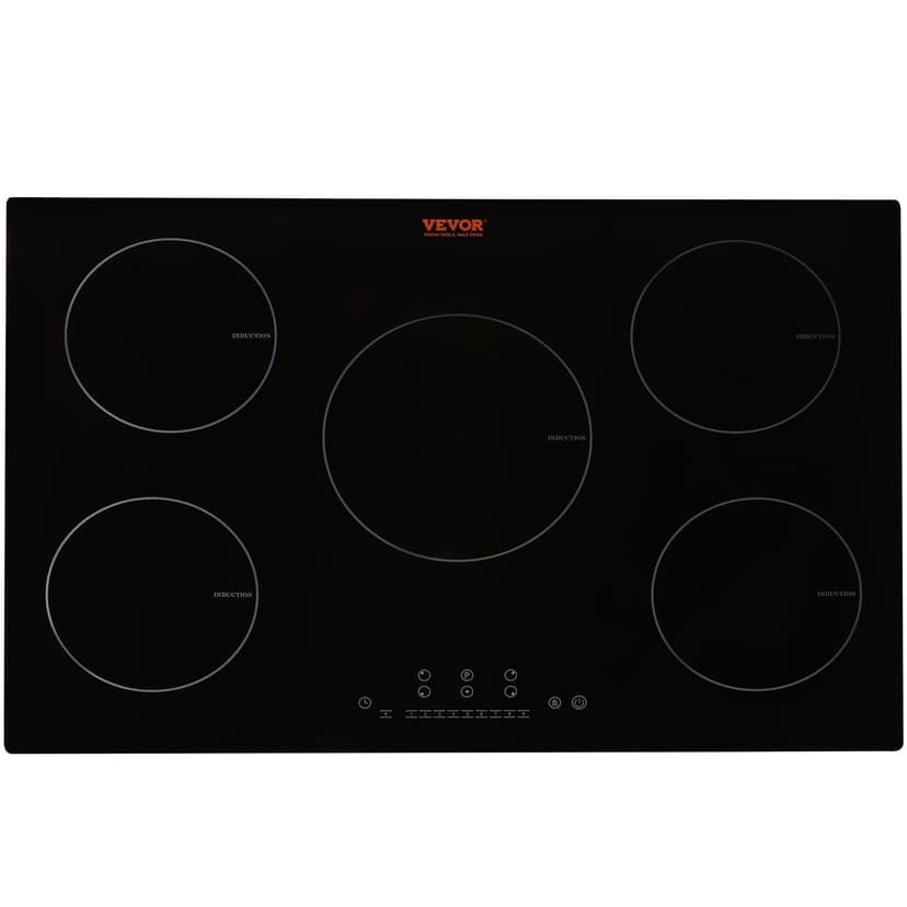 VEVOR Electric Cooktop, 5 Burners, 30'' Induction Stove Top, Built-in Magnetic Cooktop 9200W, 9 Heating Level Multifunctional Burner, LED Touch Screen w/ Child Lock & Over-Temperature Protection